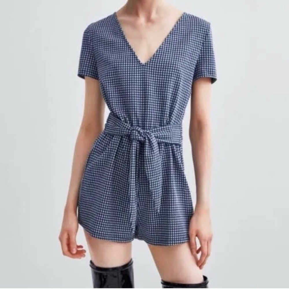 Zara Blue Gingham Romper